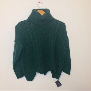 {Zaful} Hunter Green Turtleneck Cableknit Sweater